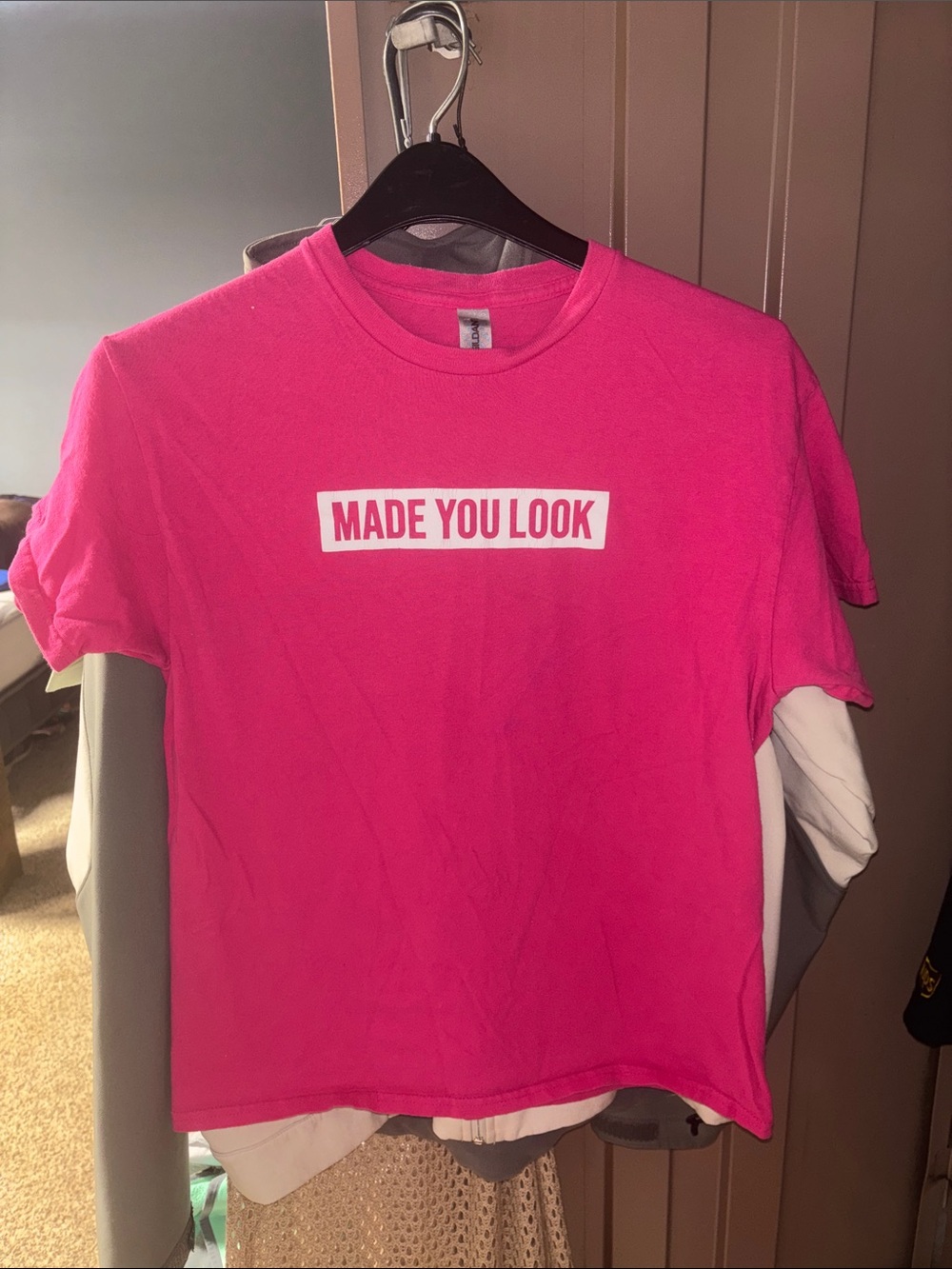 Gildan Hot Pink "Made You Look" Graphic Tee